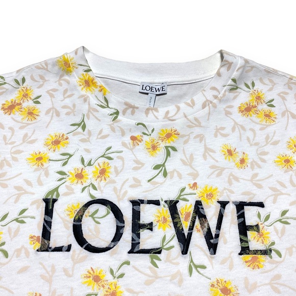 Loewe White embroidered floral Logo T-shirt - Picture 2 of 9
